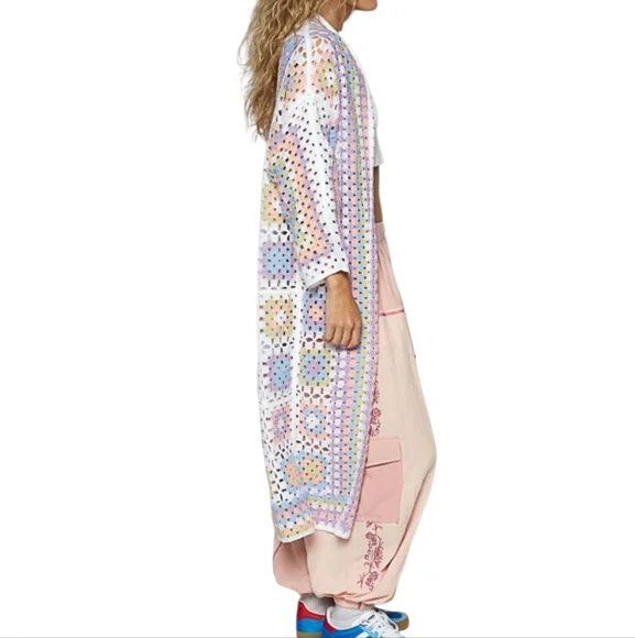 New POL Pastel Crochet Cardigan Size One Size Fits Most - Picture 2 of 3